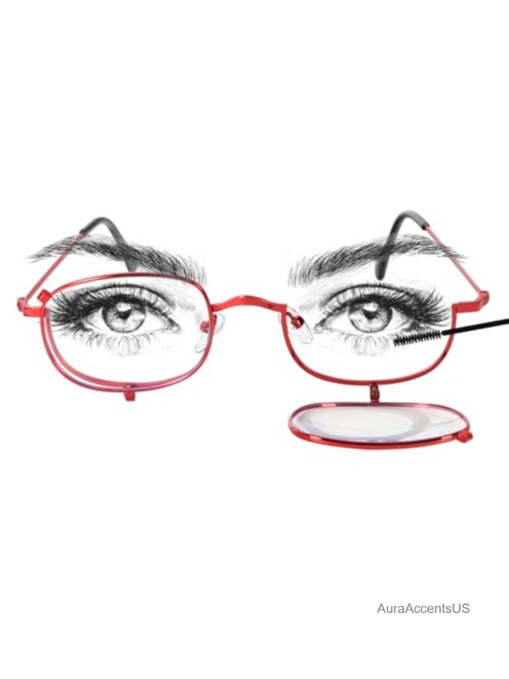 Flip Down Makeup Reading Glasses Metal Frame Blue Light Blocking Magnifying